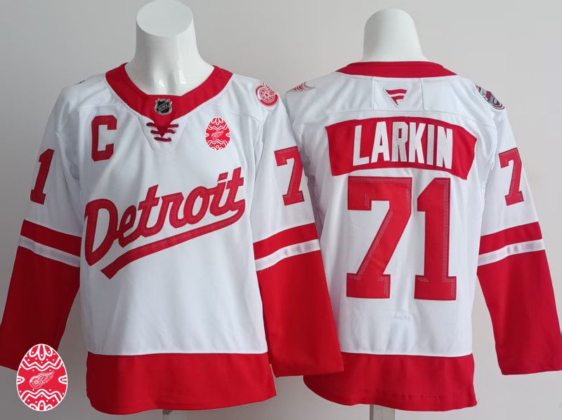 Men Detroit Red Wings #71 Larkin White 2025 Fanatics Home Premium NHL Jersey style 3->detroit red wings->NHL Jersey